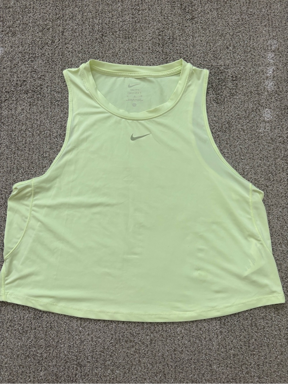 NIKE Women’s Light Neon Yellow Cropped Athletic Tank